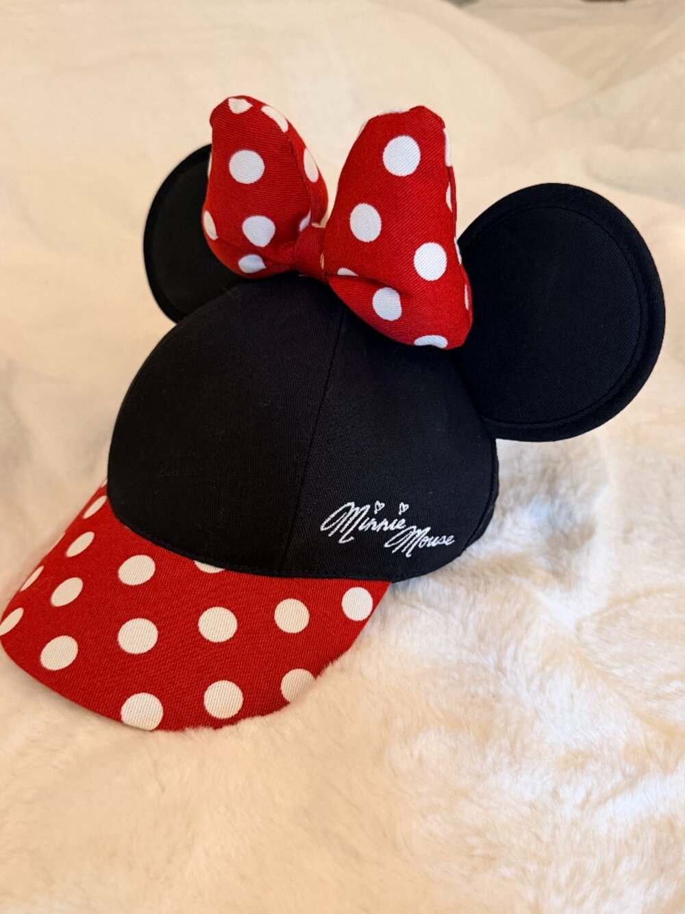 AuthenticDisney Parks Minnie Mouse 3D Ears Polka Dot Snapback Baseball Hat Y-A